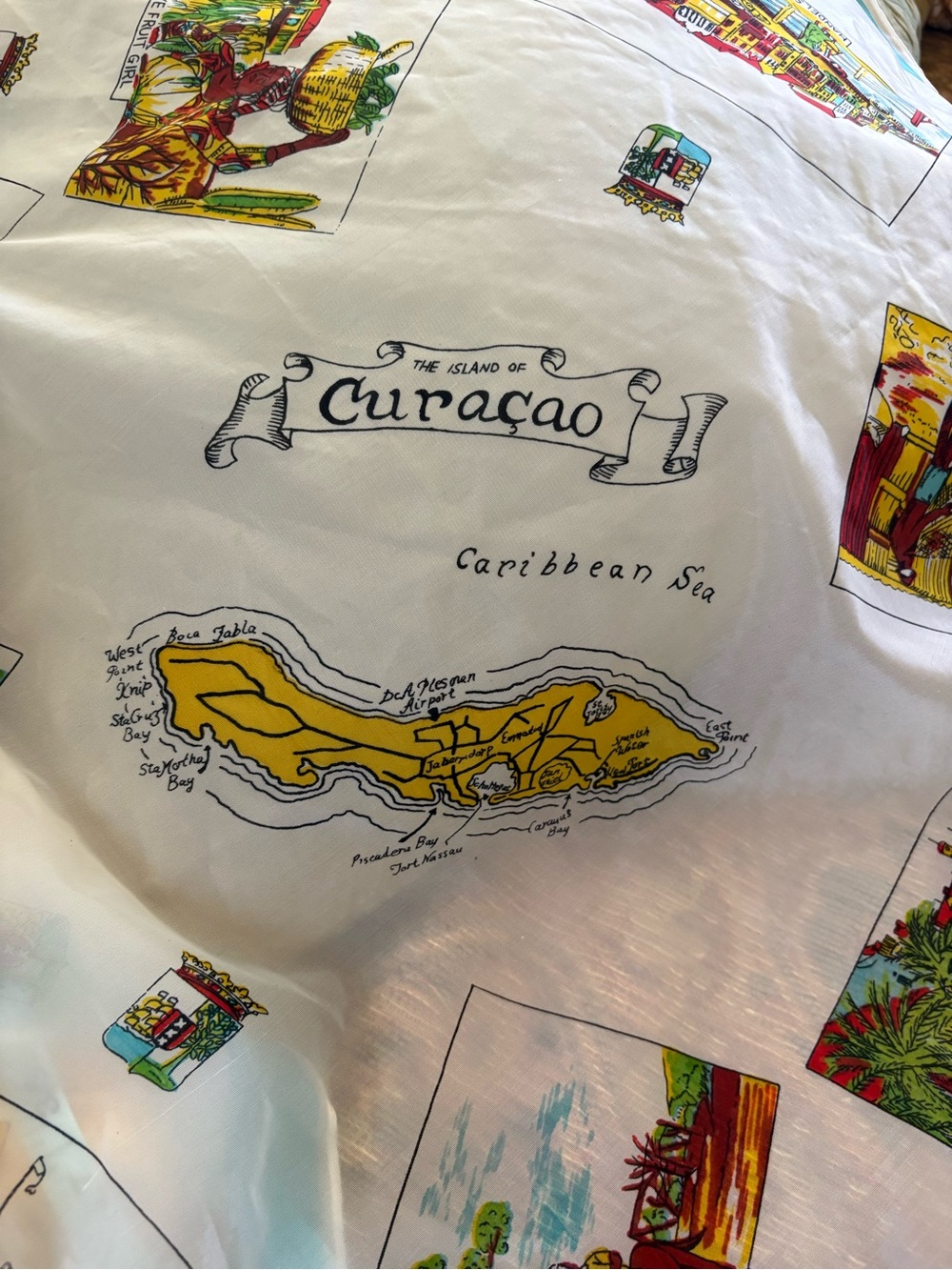 Curaçao Souvenir Synthetic/ Nylon Scarf Vintage